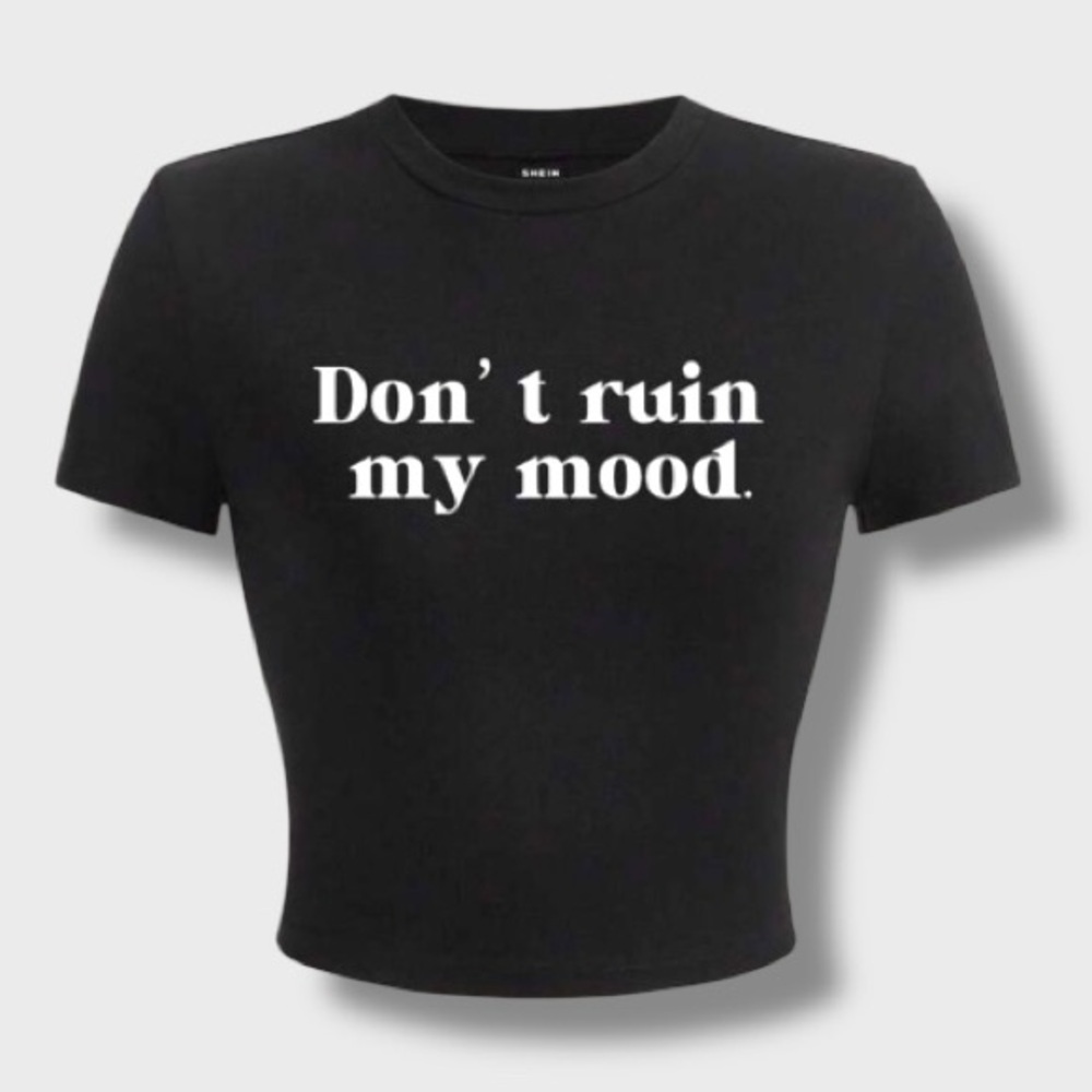Black Graphic Tee with White Letters - M